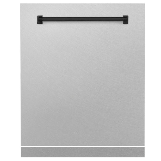 ZLINE Autograph Edition 24" Monument Dishwasher Panel in Fingerprint Resistant Stainless Steel with Matte Black Handle (DPMTZ-SN-24-MB)