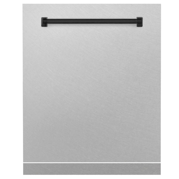 ZLINE Autograph Edition 24" Monument Dishwasher Panel in Fingerprint Resistant Stainless Steel with Matte Black Handle (DPMTZ-SN-24-MB)