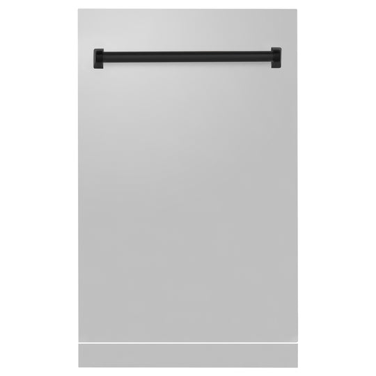 ZLINE Autograph Edition 18" Tallac Dishwasher Panel in Stainless Steel with Matte Black Handle (DPVZ-304-18-MB)