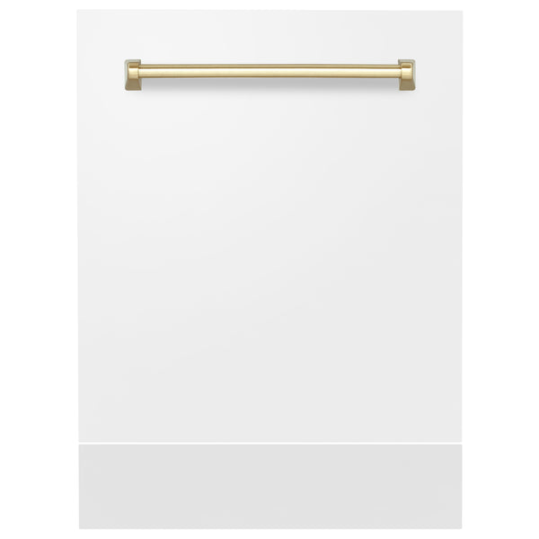 ZLINE 24 in. Autograph Edition Tallac Dishwasher Panel in White Matte with Accented Handle (DPVZ-WM-24)