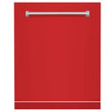 ZLINE 24" Monument Dishwasher Panel in Red Matte with Traditional Handle (DPMT-RM-24)