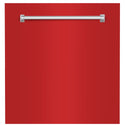 ZLINE 24" Monument Dishwasher Panel in Red Matte with Traditional Handle (DPMT-RM-24)