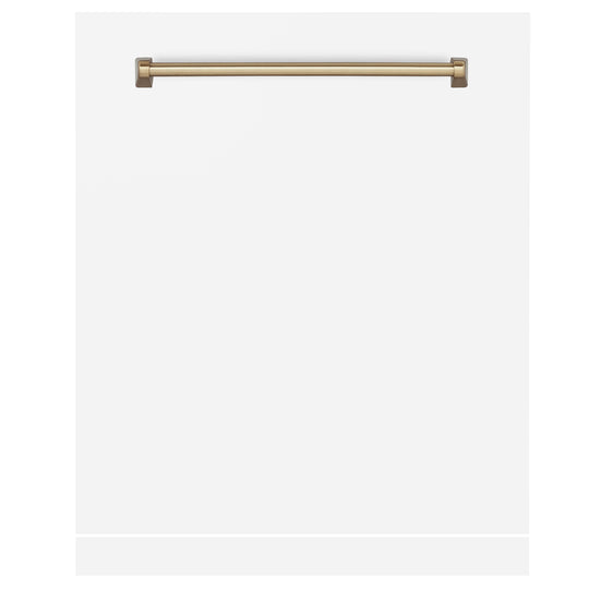 ZLINE Autograph Edition 24" Monument Dishwasher Panel in White Matte with Champagne Bronze Handle (DPMTZ-WM-24-CB)