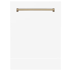 ZLINE Autograph Edition 24" Tallac Dishwasher Panel in White Matte with Champagne Bronze Handle (DPVZ-WM-24-CB)