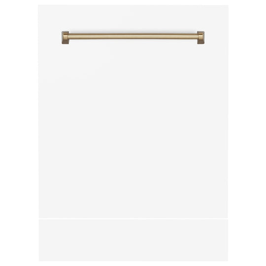 ZLINE Autograph Edition 24" Tallac Dishwasher Panel in White Matte with Champagne Bronze Handle (DPVZ-WM-24-CB)