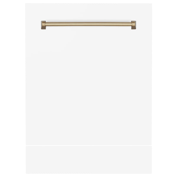 ZLINE Autograph Edition 24" Tallac Dishwasher Panel in White Matte with Champagne Bronze Handle (DPVZ-WM-24-CB)