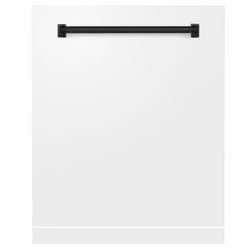 ZLINE Autograph Edition 24" Monument Dishwasher Panel in White Matte with Matte Black Handle (DPMTZ-WM-24-MB)