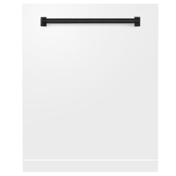 ZLINE Autograph Edition 24" Monument Dishwasher Panel in White Matte with Matte Black Handle (DPMTZ-WM-24-MB)