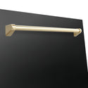 ZLINE Autograph Edition 24 in. Tallac Dishwasher Panel in Black Stainless Steel with Polished Gold Handle (DPVZ-BS-24-G)