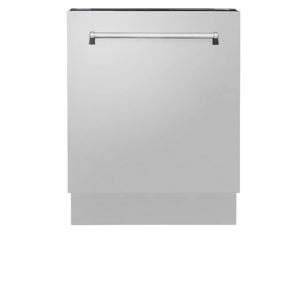 ZLINE Kitchen Package with 36 in. French Door Refrigerator, 48 in. Dual Fuel Range, 48 in. Range Hood, 24 in. Microwave Drawer, 24 in. Tall Tub Dishwasher and 24 in. Wine Cooler in Stainless Steel (6KPR-RARH48-MWDWV-RWV)