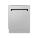 ZLINE Autograph Edition 24 in. Tallac Series 3rd Rack Top Control Built-In Tall Tub Dishwasher with Satin Stainless Steel Panel and Matte Black Handle, 51dBa (DWVZ-SN-24-MB)