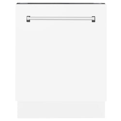 ZLINE 24" Tallac Series 3rd Rack Tall Tub Dishwasher in White Matte with Stainless Steel Tub, 51dBa (DWV-WM-24)