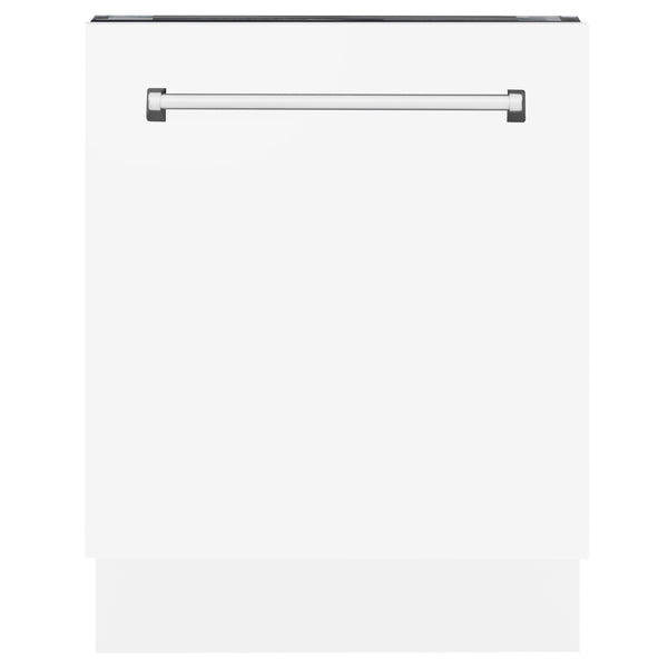 ZLINE 24" Tallac Series 3rd Rack Tall Tub Dishwasher in White Matte with Stainless Steel Tub, 51dBa (DWV-WM-24)