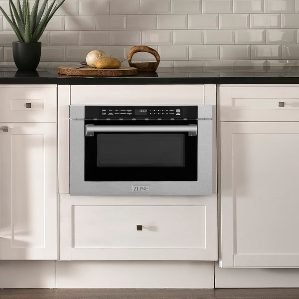 ZLINE 24 in. 1.2 cu. ft. Built-in Microwave Drawer with a Traditional Handle in Satin Stainless Steel (MWD-1-SS-H)