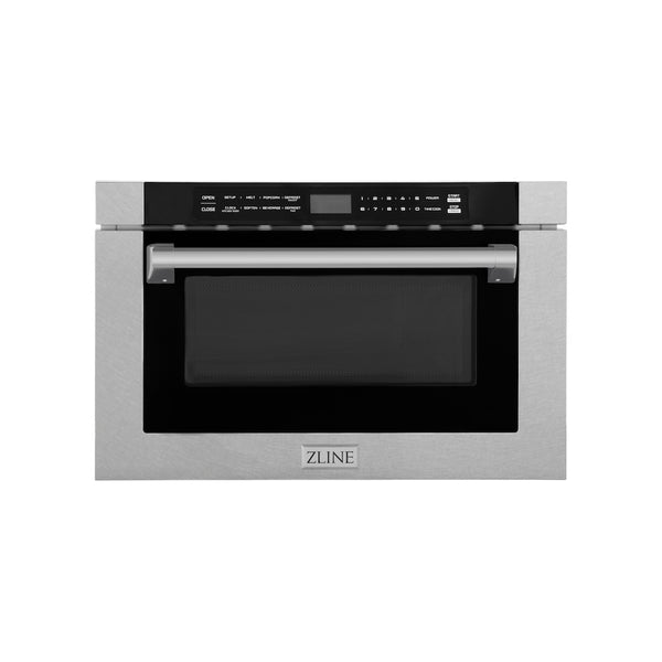 ZLINE 24 in. 1.2 cu. ft. Built-in Microwave Drawer with a Traditional Handle in Satin Stainless Steel, Open Box-Great Condition