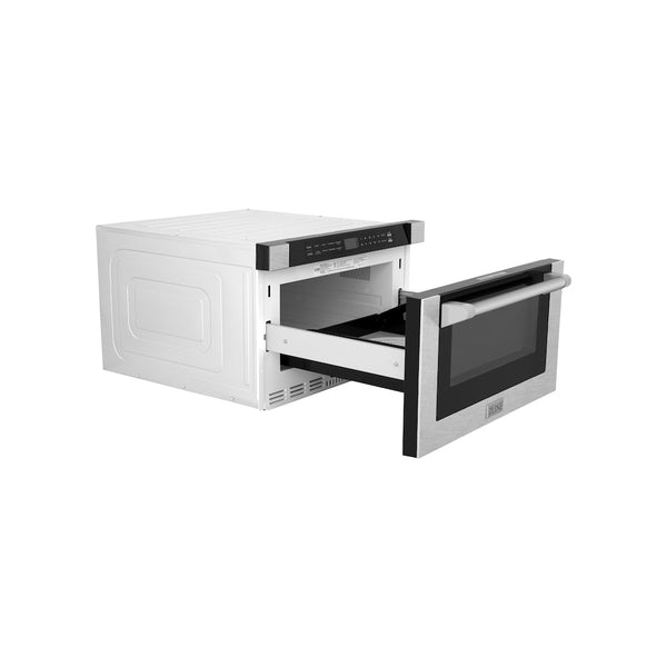 ZLINE 24 in. 1.2 cu. ft. Built-in Microwave Drawer with a Traditional Handle in Satin Stainless Steel, Open Box-Great Condition