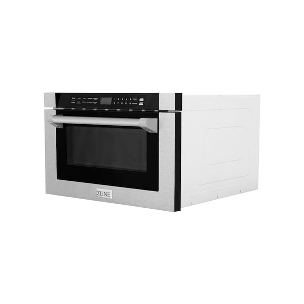 ZLINE 24 in. 1.2 cu. ft. Built-in Microwave Drawer with a Traditional Handle in Satin Stainless Steel, Open Box-Great Condition