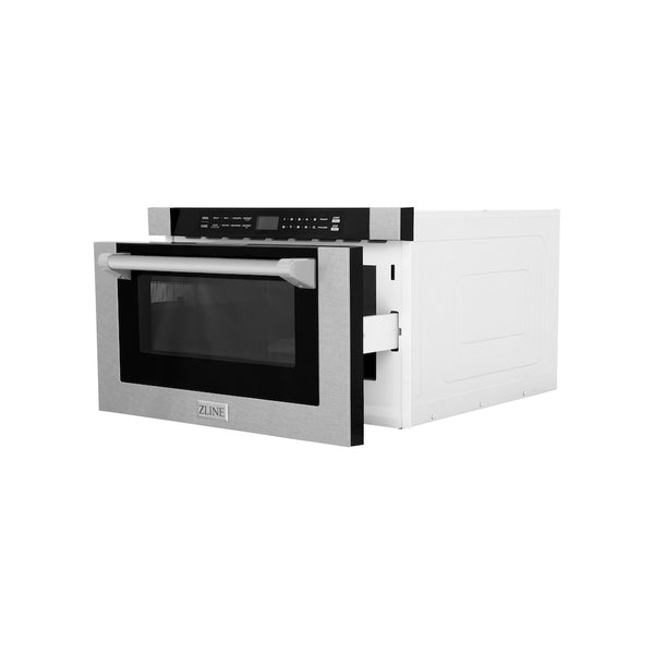 ZLINE 24 in. 1.2 cu. ft. Built-in Microwave Drawer with a Traditional Handle in Satin Stainless Steel, Open Box-Great Condition