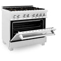 ZLINE 36 in. 4.6 cu. ft. Legacy Dual Fuel Range with Gas Cooktop and Electric Convection Oven in Satin Stainless Steel with 6 Brass Burners (RAS-SN-BR-36)