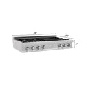 ZLINE 48" Porcelain Gas Stovetop in Fingerprint Resistant Stainless Steel with 7 Gas Burners and Griddle (RTS-GR-48)