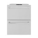 ZLINE 24 in. Touchstone 168 Can Outdoor-Rated Dual Refrigerator Drawer with DuraSnow® Stainless Steel Doors (RDSO-SN-24)