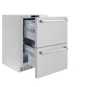 ZLINE 24 in. Touchstone 168 Can Outdoor-Rated Dual Refrigerator Drawer with DuraSnow® Stainless Steel Doors (RDSO-SN-24)