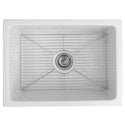 ZLINE 24 in. Venice Farmhouse Apron Front Reversible Single Bowl Fireclay Kitchen Sink with Bottom Grid in White Gloss (FRC5120-WH-24)