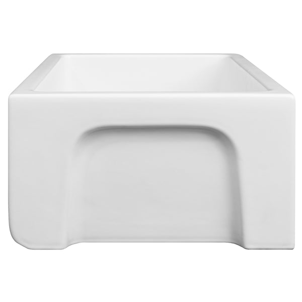 ZLINE 24 in. Venice Farmhouse Apron Front Reversible Single Bowl Fireclay Kitchen Sink with Bottom Grid in White Matte (FRC5120-WM-24)