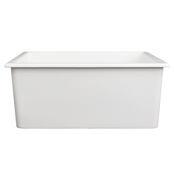 ZLINE 24 in. Rome Dual Mount Single Bowl Fireclay Kitchen Sink with Bottom Grid in White Matte (FRC5123-WM-24)