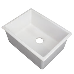 ZLINE 24 in. Rome Dual Mount Single Bowl Fireclay Kitchen Sink with Bottom Grid in White Matte (FRC5123-WM-24)
