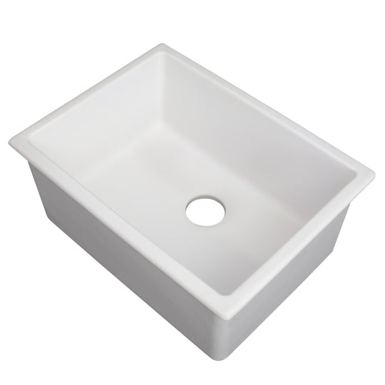 ZLINE 24 in. Rome Dual Mount Single Bowl Fireclay Kitchen Sink with Bottom Grid in White Matte (FRC5123-WM-24)