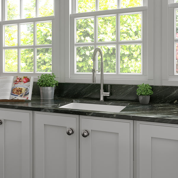 ZLINE 24 in. Rome Dual Mount Single Bowl Fireclay Kitchen Sink with Bottom Grid in White Matte (FRC5123-WM-24)