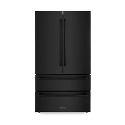 ZLINE 36 in. 22.5 cu. ft. Counter-Depth French Door Refrigerator with Ice Maker in Fingerprint-Resistant Black Stainless Steel, Open Box-Good Condition