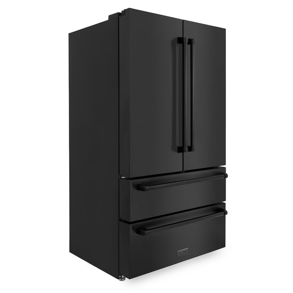 ZLINE 36 in. 22.5 cu. ft. Counter-Depth French Door Refrigerator with Ice Maker in Fingerprint-Resistant Black Stainless Steel (RFM-36-BS)