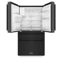 ZLINE 36 in. 21.6 cu. ft. Counter-Depth French Door Refrigerator with Water and Ice Dispenser in Fingerprint-Resistant Black Stainless Steel, Open Box-Great Condition