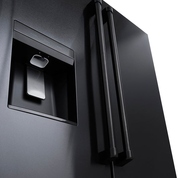 ZLINE 36 in. 28.9 cu. ft. Standard-Depth French Door External Water Dispenser Refrigerator with Dual Ice Maker in Fingerprint-Resistant Black Stainless Steel, Open Box-Good Condition
