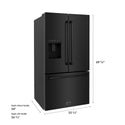 ZLINE 36 in. 28.9 cu. ft. Standard-Depth French Door External Water Dispenser Refrigerator with Dual Ice Maker in Fingerprint-Resistant Black Stainless Steel, Open Box-Good Condition