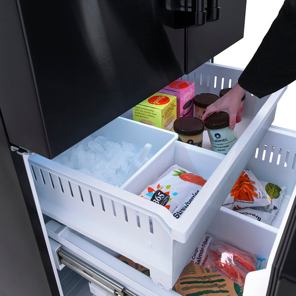 ZLINE 36 in. 28.9 cu. ft. Standard-Depth French Door External Water Dispenser Refrigerator with Dual Ice Maker in Fingerprint-Resistant Black Stainless Steel, Open Box-Good Condition