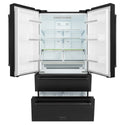 ZLINE 36 in. 21.6 cu. ft. Counter-Depth French Door Refrigerator with Water and Ice Dispenser with Extra Water Filter in Fingerprint-Resistant Black Stainless Steel (RFM-W-WF-36-BS)