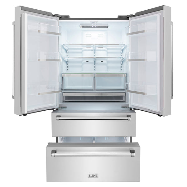 ZLINE 36 in. 22.5 cu. ft. Counter-Depth French Door Refrigerator with Ice Maker in Fingerprint-Resistant Stainless Steel, Open Box-Good Condition