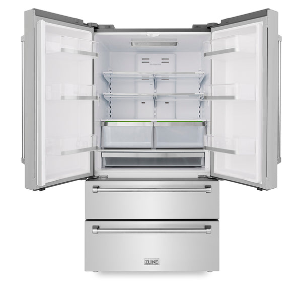 ZLINE 36 in. 22.5 cu. ft. Counter-Depth French Door Refrigerator with Ice Maker in Fingerprint-Resistant Stainless Steel, Open Box-Good Condition