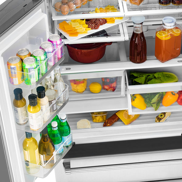 ZLINE 36 in. 22.5 cu. ft. Counter-Depth French Door Refrigerator with Ice Maker in Fingerprint-Resistant Stainless Steel, Open Box-Good Condition