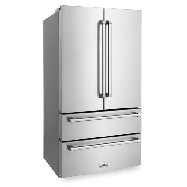 ZLINE 36" 22.5 cu. ft 4-Door French Door Refrigerator with Ice Maker in Fingerprint Resistant Stainless Steel (RFM-36)