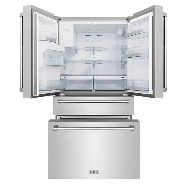 ZLINE 36 in. 21.6 cu. ft. Counter-Depth French Door Refrigerator with Water and Ice Dispenser in Fingerprint-Resistant Stainless Steel, Open Box-Great Condition