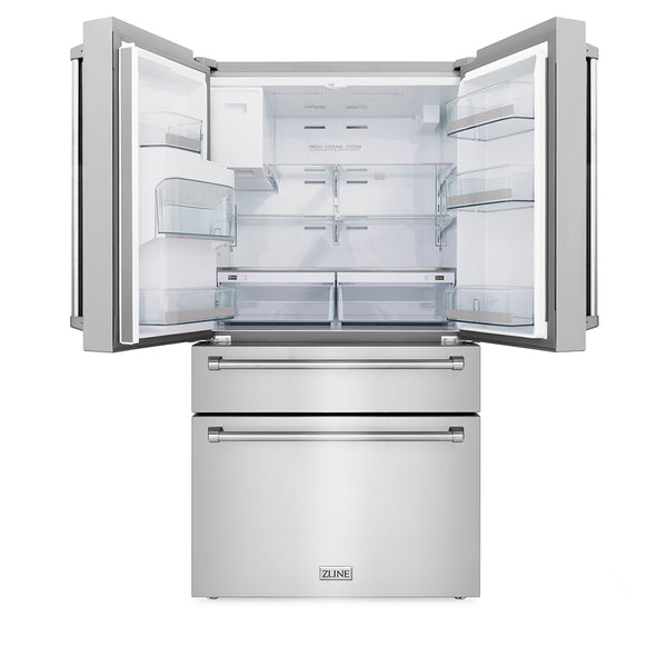 ZLINE 36 in. 21.6 cu. ft. Counter-Depth French Door Refrigerator with Water and Ice Dispenser in Fingerprint-Resistant Stainless Steel, Open Box-Great Condition