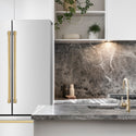 ZLINE Autograph Edition 36 in. 22.5 cu. ft. Counter-Depth French Door Refrigerator with Ice Maker in Fingerprint-Resistant Stainless Steel with Polished Gold Traditional Handles (RFMZ-36-G)