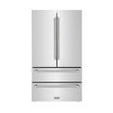 ZLINE Autograph Edition 36 in. 22.5 cu. ft. Counter-Depth French Door Refrigerator with Ice Maker in Fingerprint-Resistant Stainless Steel and Polished Nickel Helix Handles (RFMZ-36-KPN)