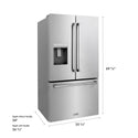 ZLINE 36 in. 28.9 cu. ft. Standard-Depth French Door External Water Dispenser Refrigerator with Dual Ice Maker in Fingerprint-Resistant Stainless Steel (RSM-W-36)