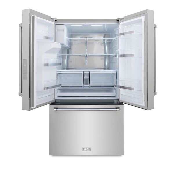 ZLINE 36 in. 28.9 cu. ft. Standard-Depth French Door External Water Dispenser Refrigerator with Dual Ice Maker in Fingerprint-Resistant Stainless Steel, Open Box-Great Condition