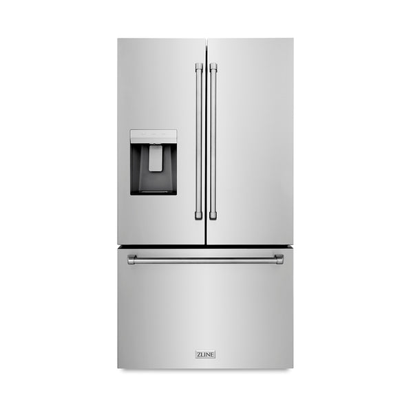 ZLINE 36 in. 28.9 cu. ft. Standard-Depth French Door External Water Dispenser Refrigerator with Dual Ice Maker in Fingerprint-Resistant Stainless Steel, Open Box-Great Condition